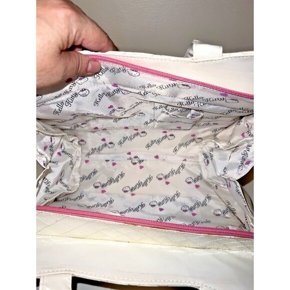 NWT Sanrio HELLO KITTY Y2K White Synthetic Quilted Top Handle Charm Boho Bag - Picture 9 of 16